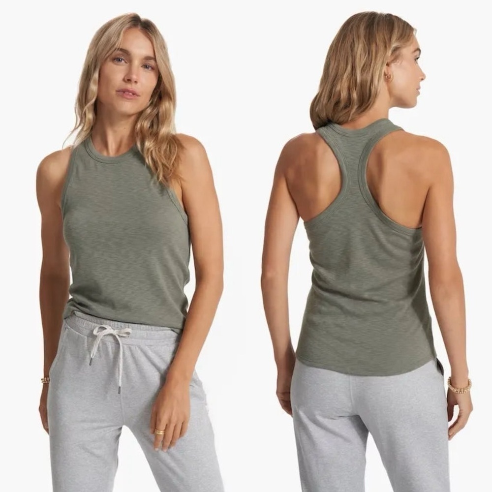 Vuori Sunrise High Neck Tank - Eucalyptus Large